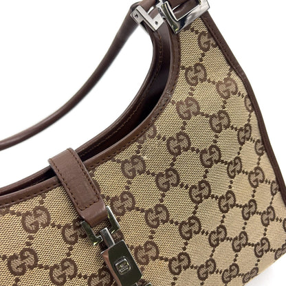 Gucci GG Canvas Jackie Leather Dark Brown Handbag Silver — view 8