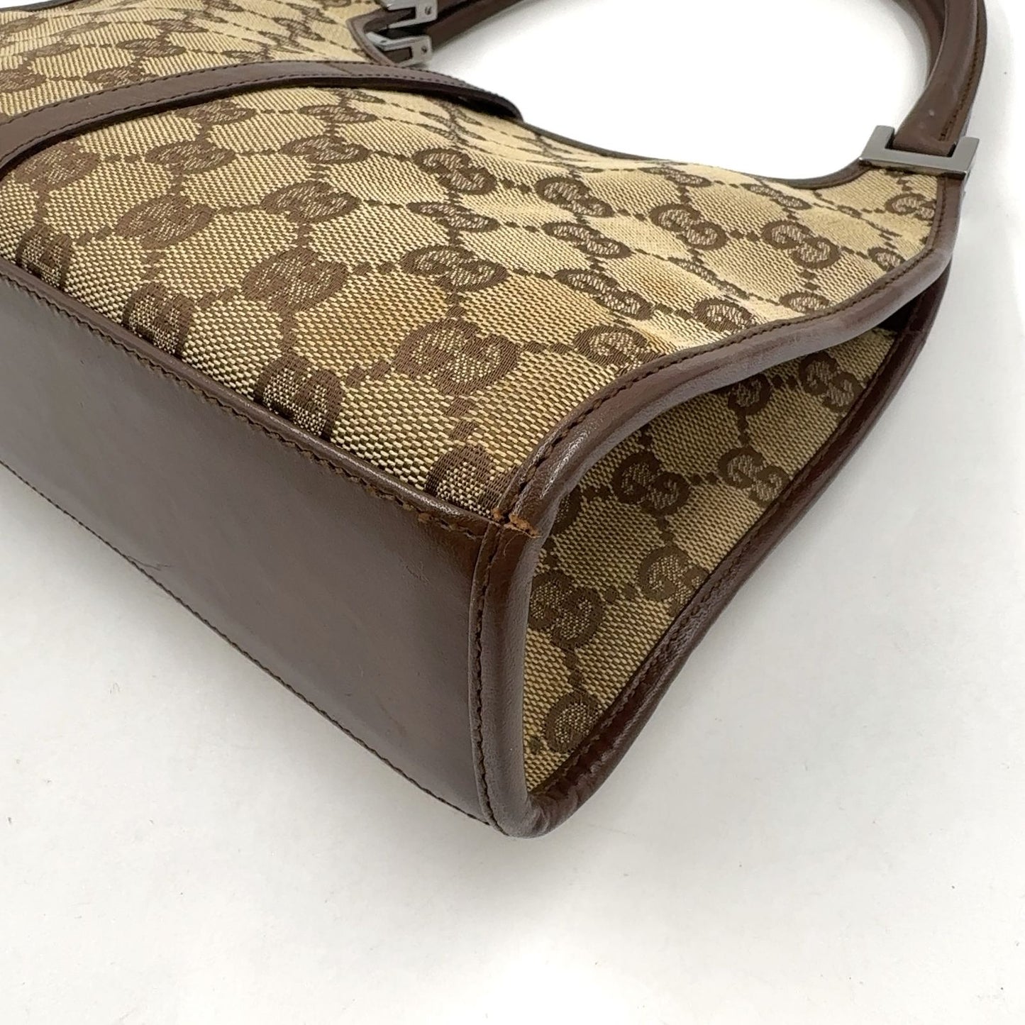 Gucci GG Canvas Jackie Leather Dark Brown Handbag Silver — view 9