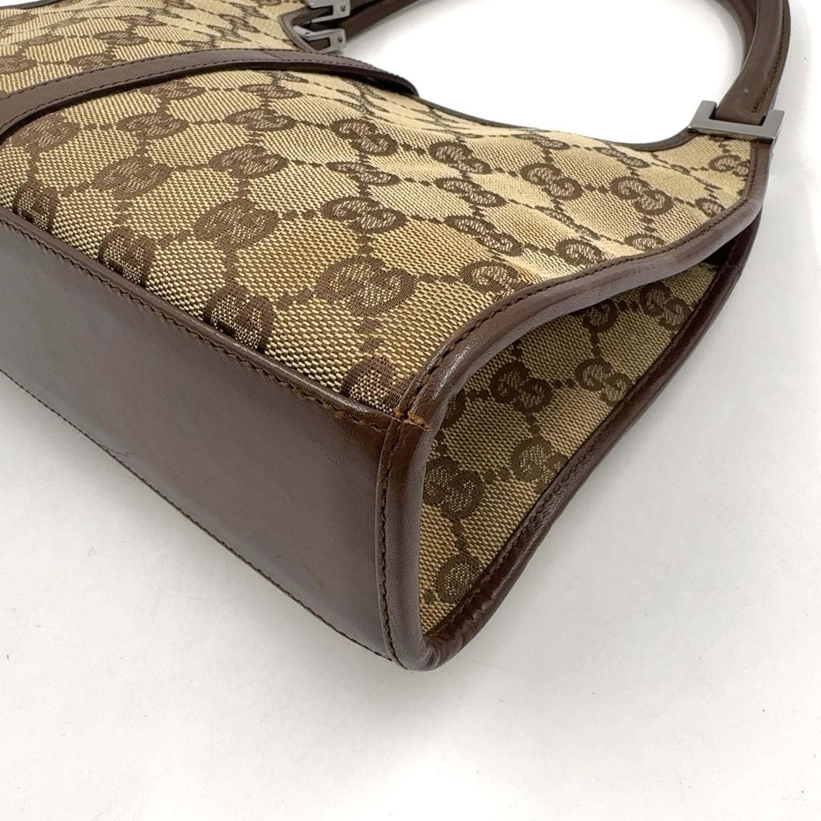 Gucci GG Canvas Jackie Leather Dark Brown Handbag Silver — view 9