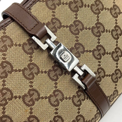 Gucci GG Canvas Jackie Leather Dark Brown Handbag Silver — view 7