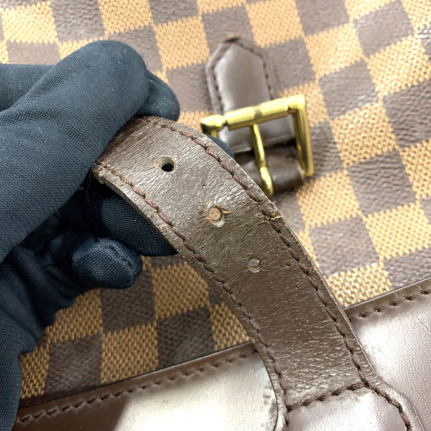 Louis Vuitton Soho Damier Ebene Leather Brown Backpack Gold — view 6