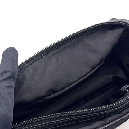 Prada Leather Nylon Black Clutch Silver — view 8