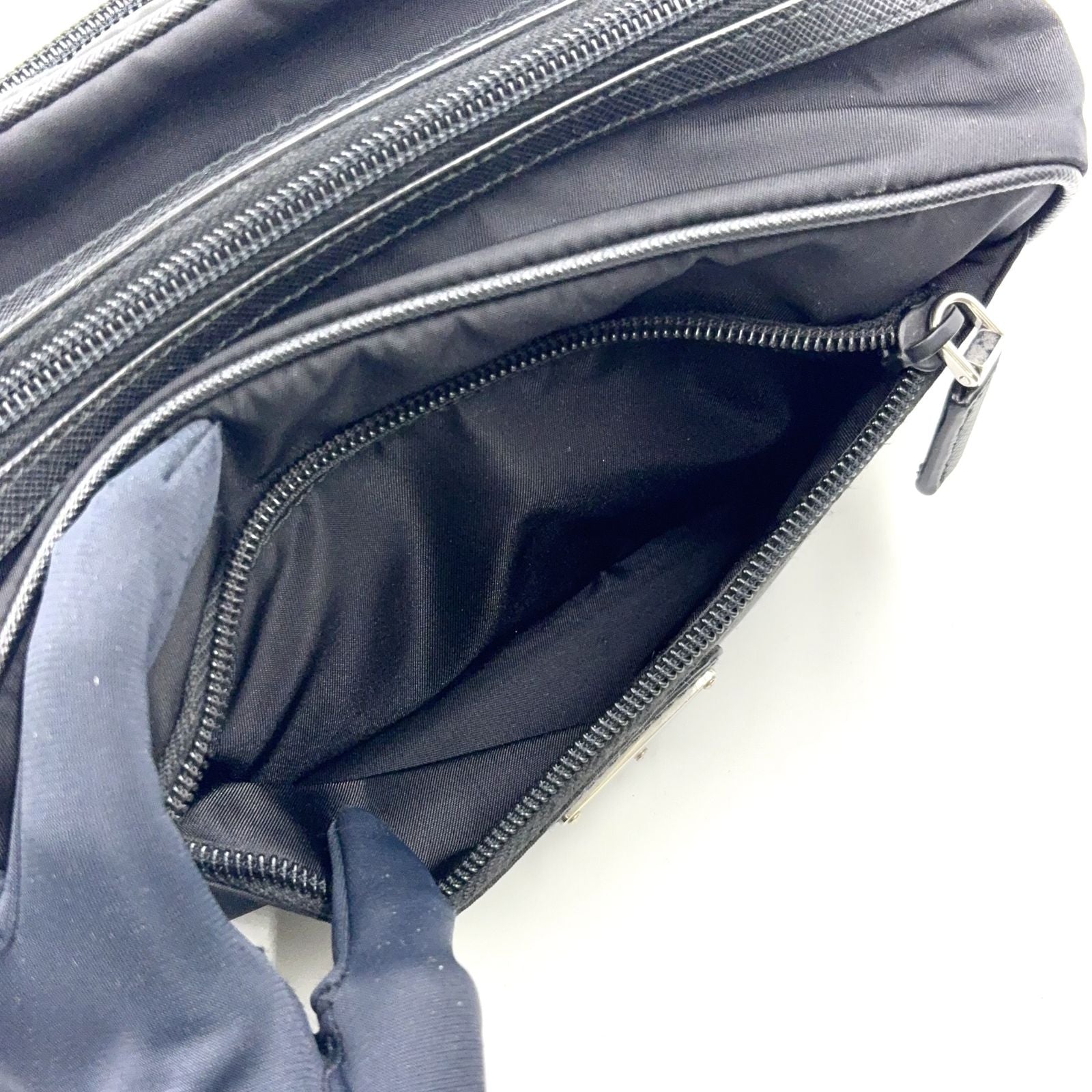 Prada Leather Nylon Black Clutch Silver — view 6