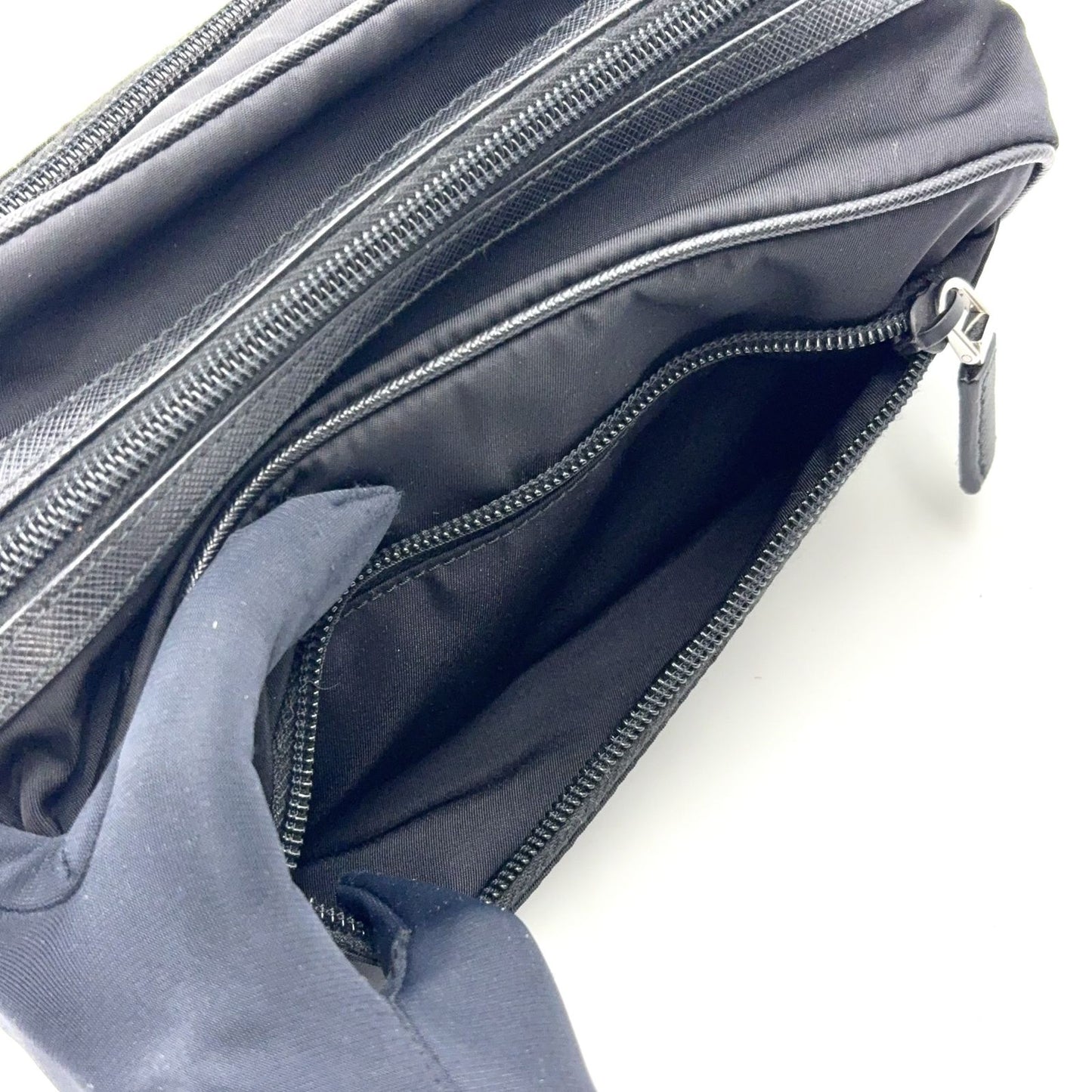 Prada Leather Nylon Black Clutch Silver — view 5