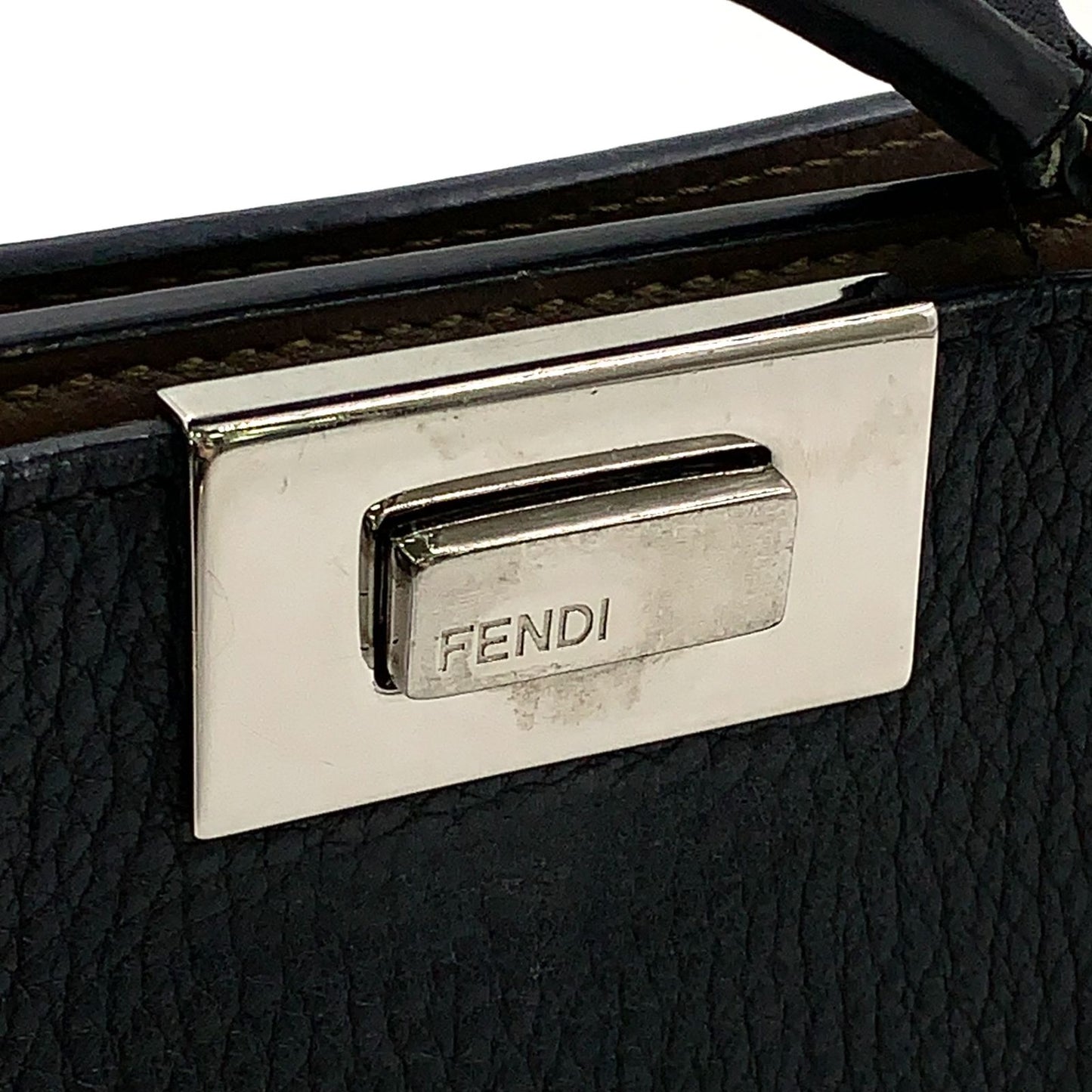 Fendi Peekaboo Eye Small Leather Black Handbag Silver — view 4