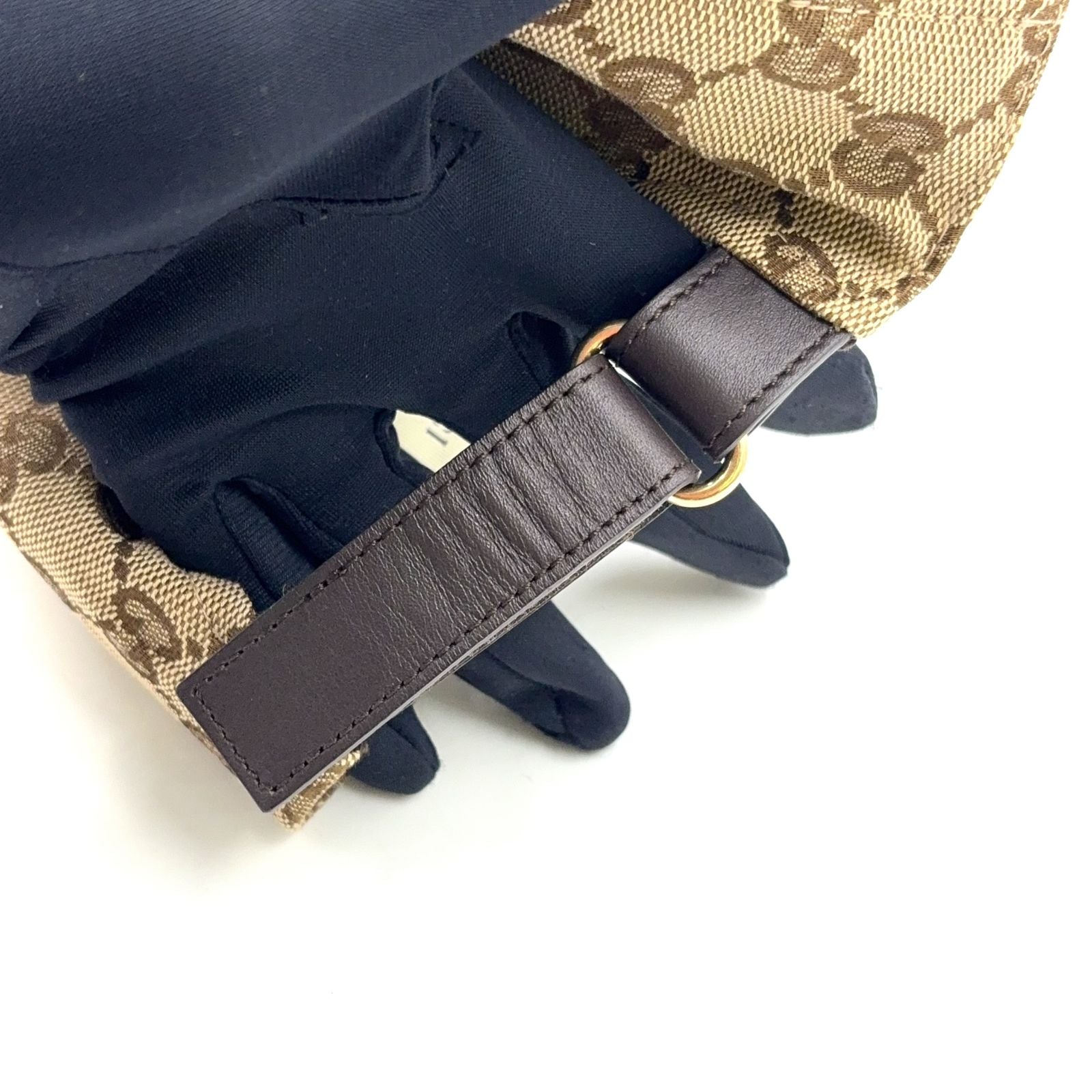 Gucci GG Canvas Leather Dark Brown Beige Multicolor Baseball Hat Gold — view 8