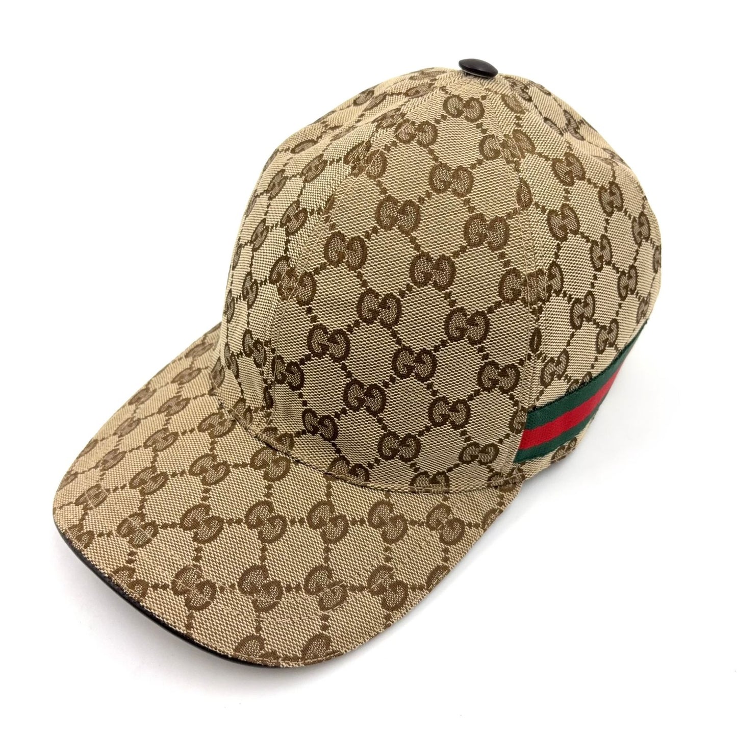 Gucci GG Canvas Leather Dark Brown Beige Multicolor Baseball Hat Gold — view 9