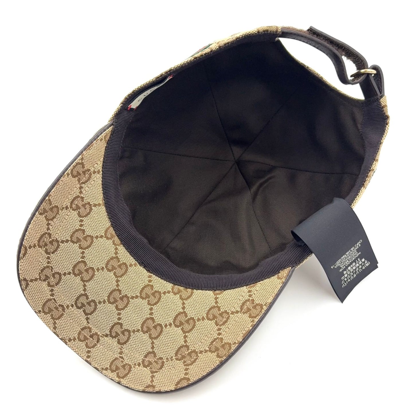 Gucci GG Canvas Leather Dark Brown Beige Multicolor Baseball Hat Gold — view 3