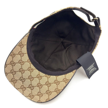 Gucci GG Canvas Leather Dark Brown Beige Multicolor Baseball Hat Gold — view 3