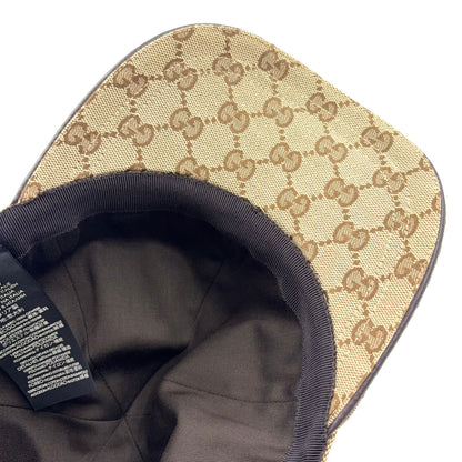 Gucci GG Canvas Leather Dark Brown Beige Multicolor Baseball Hat Gold — view 6