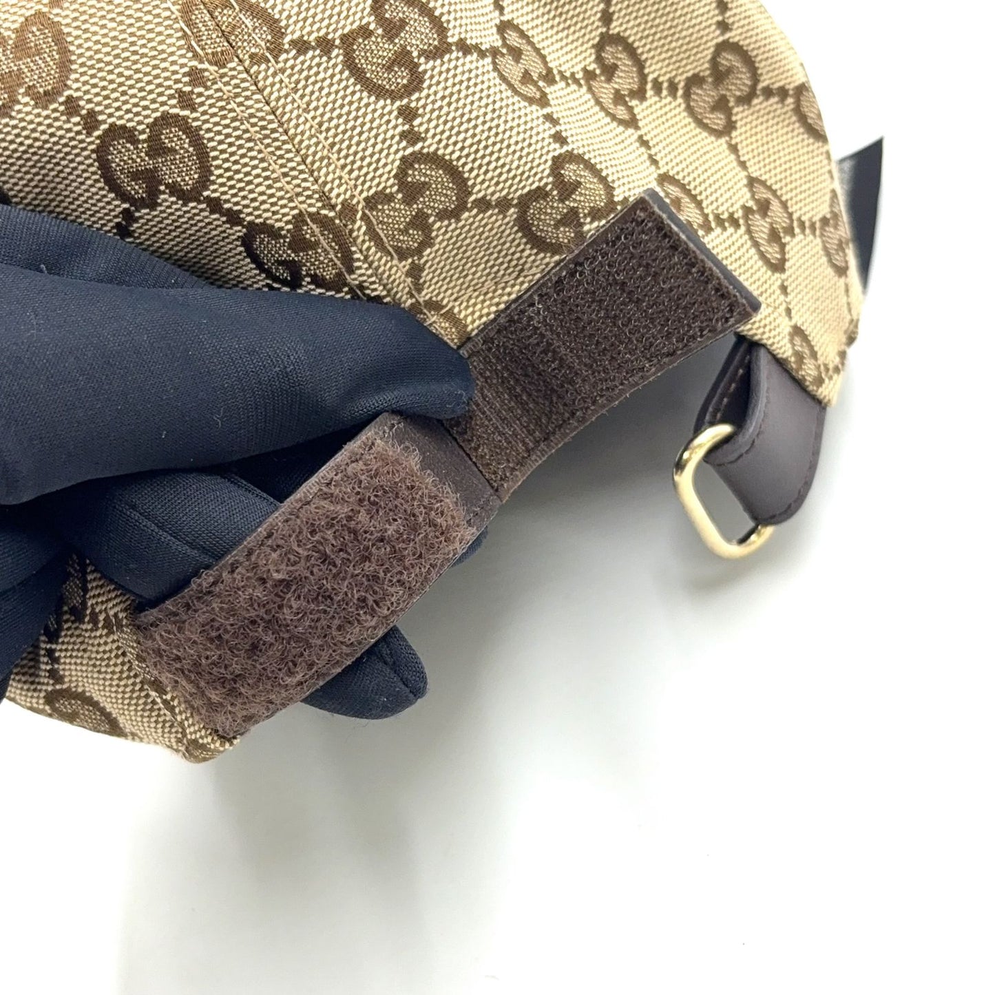 Gucci GG Canvas Leather Dark Brown Beige Multicolor Baseball Hat Gold — view 7