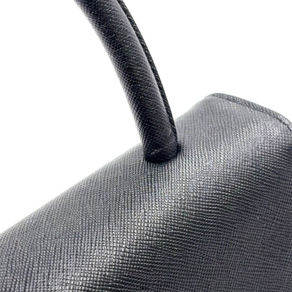 Saint Laurent Yves YSL Logo Leather Black Handbag Gold — view 6