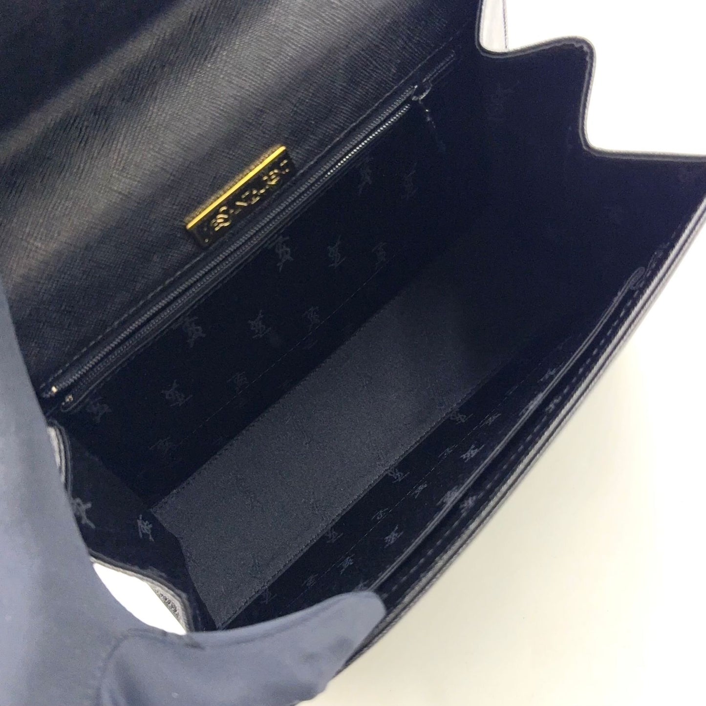 Saint Laurent Yves YSL Logo Leather Black Handbag Gold — view 3