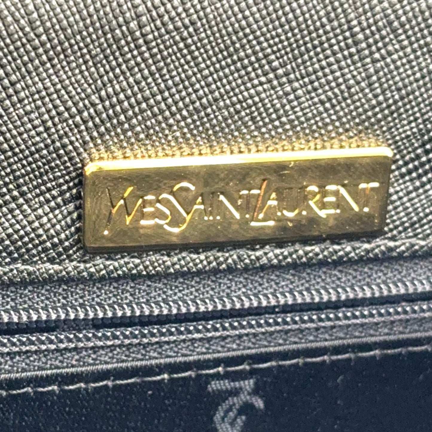 Saint Laurent Yves YSL Logo Leather Black Handbag Gold — view 4