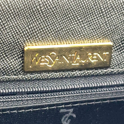 Saint Laurent Yves YSL Logo Leather Black Handbag Gold — view 4