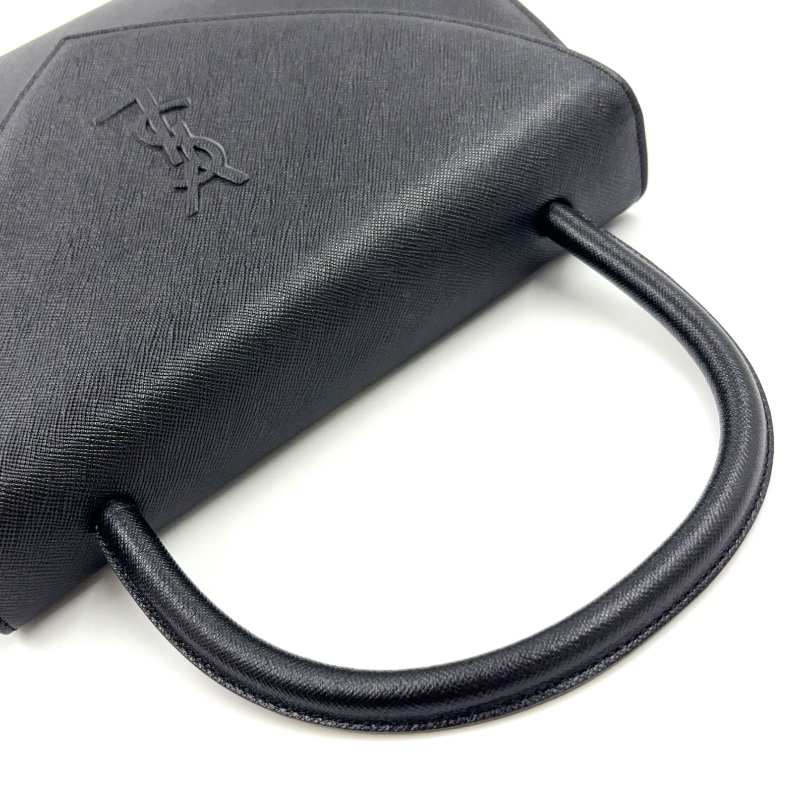 Saint Laurent Yves YSL Logo Leather Black Handbag Gold — view 5