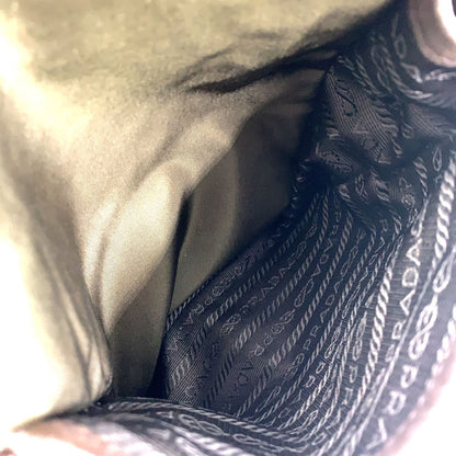 Prada Nylon Khaki Green Shoulder Bag Silver — view 6