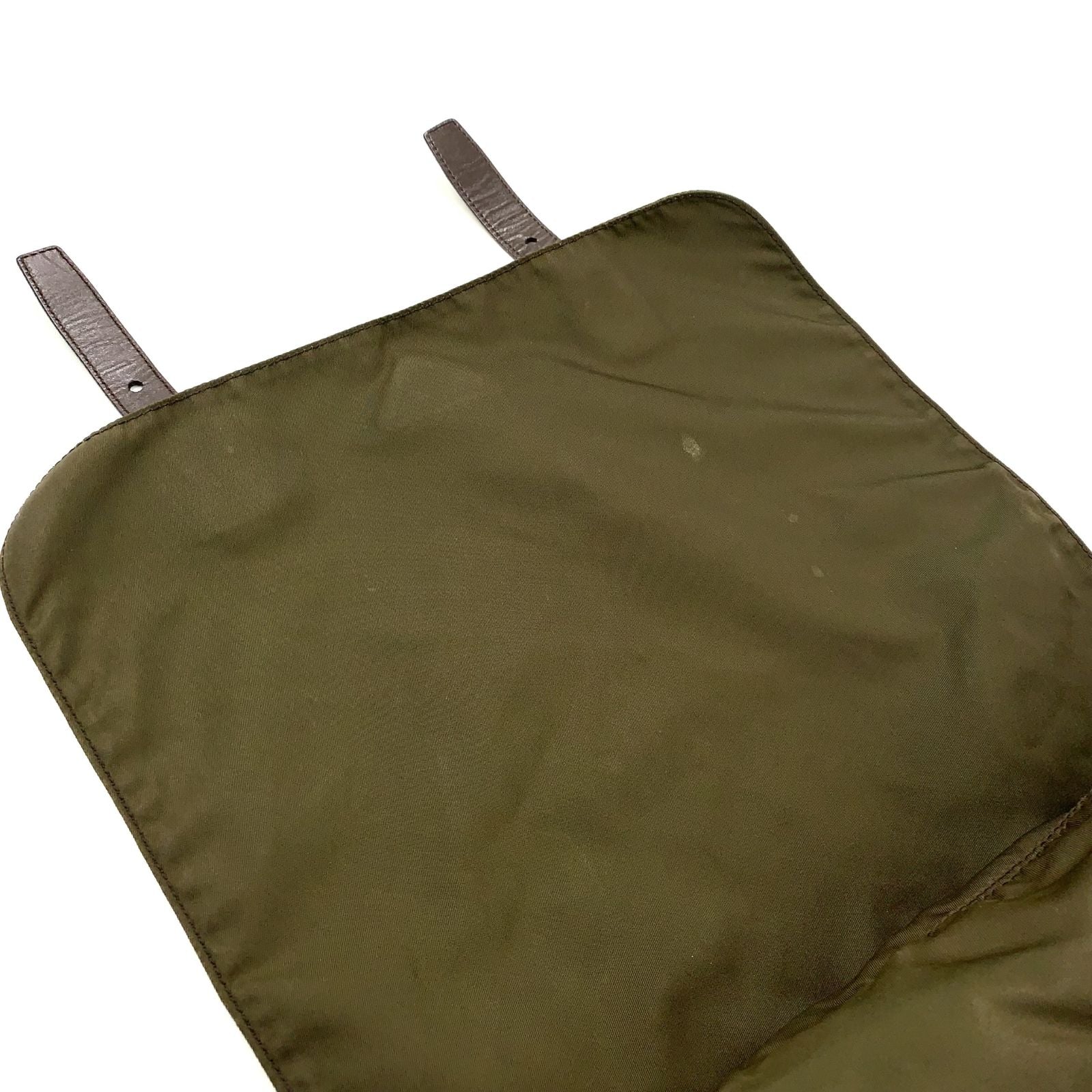 Prada Nylon Khaki Green Shoulder Bag Silver — view 9