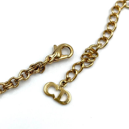 Dior CD Logo Rhinestone Color Clear Gold Necklace — view 8