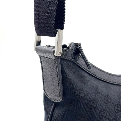 Gucci GG Canvas Black Shoulder Bag Silver — view 8
