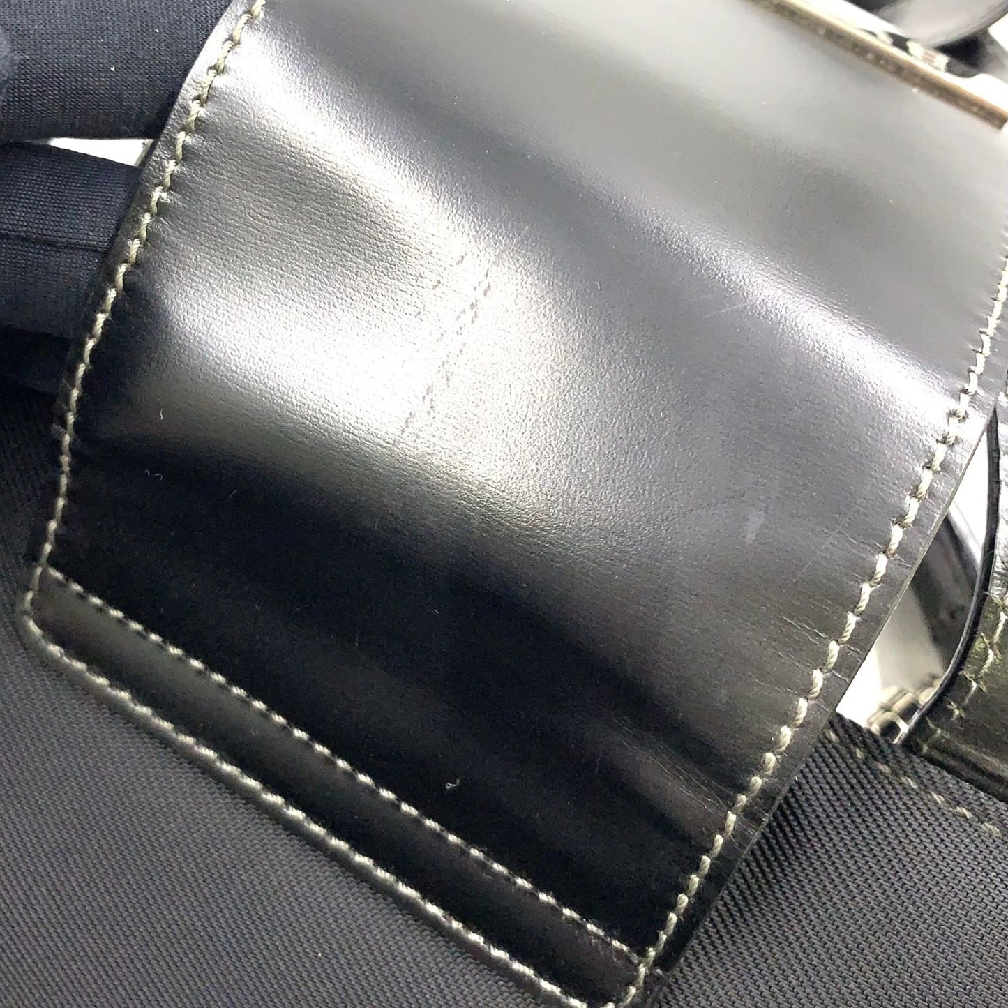 Bvlgari Logo Plate 2-Way Hand Leather Nylon Black Backpack Silver — view 8