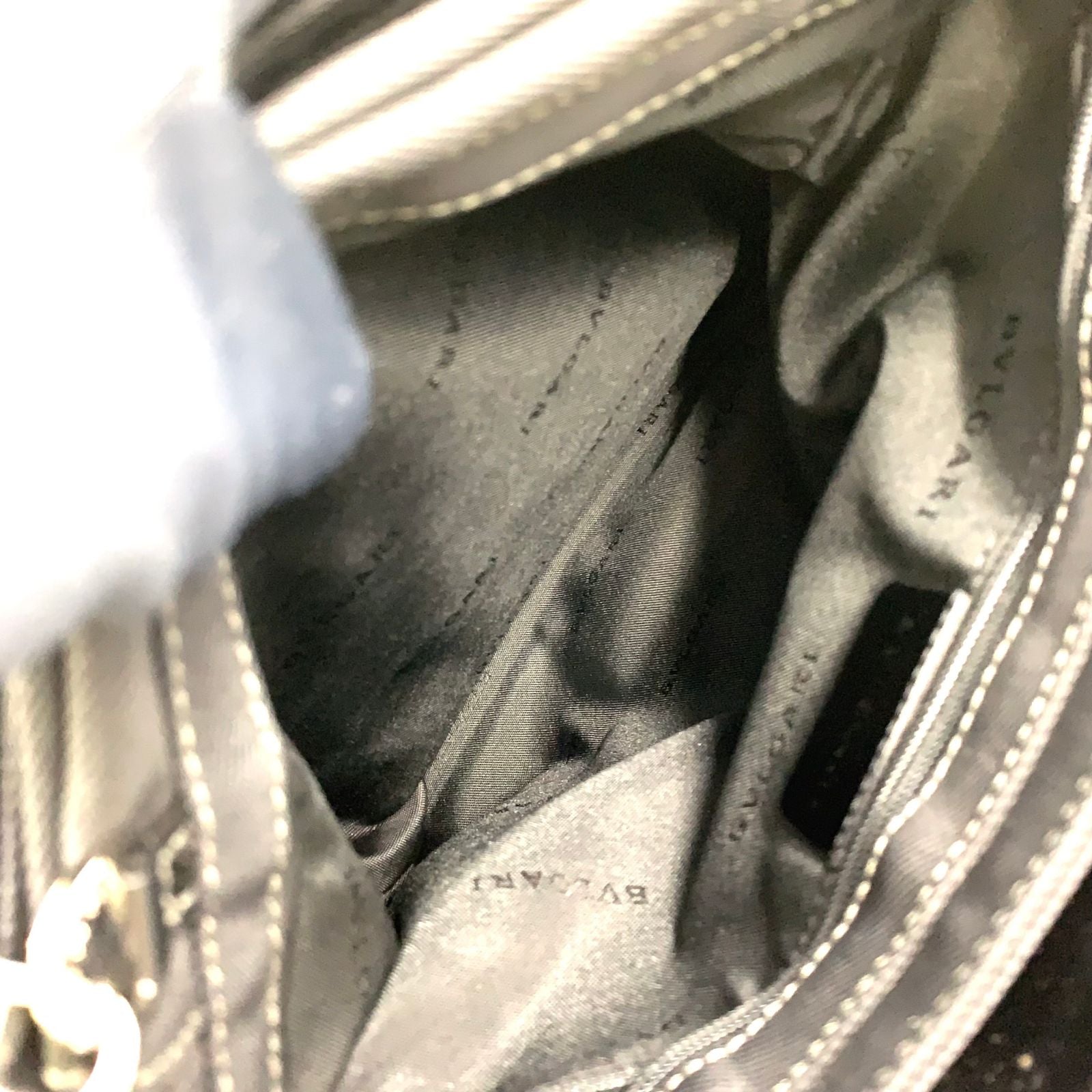 Bvlgari Logo Plate 2-Way Hand Leather Nylon Black Backpack Silver — view 5