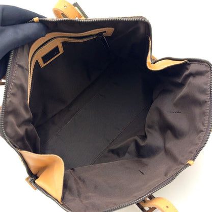 Fendi Zucchino Leather Canvas Beige Light Brown Handbag Black — view 3