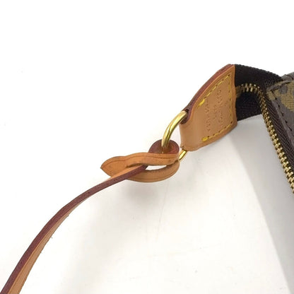 Louis Vuitton Pochette Monogram Leather Brown Handbag Gold — view 6