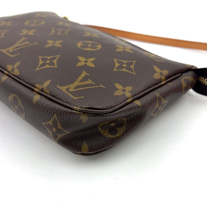 Louis Vuitton Pochette Monogram Leather Brown Handbag Gold — view 9