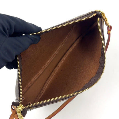 Louis Vuitton Pochette Monogram Leather Brown Handbag Gold — view 3