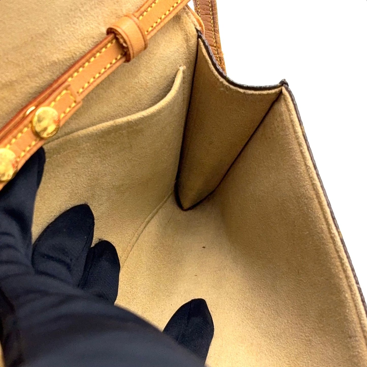 Louis Vuitton Pochette Twin GM Monogram Leather Brown Shoulder Bag Gold — view 8