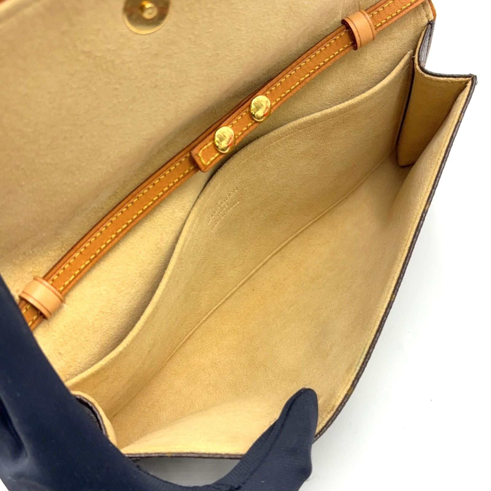 Louis Vuitton Pochette Twin GM Monogram Leather Brown Shoulder Bag Gold — view 3