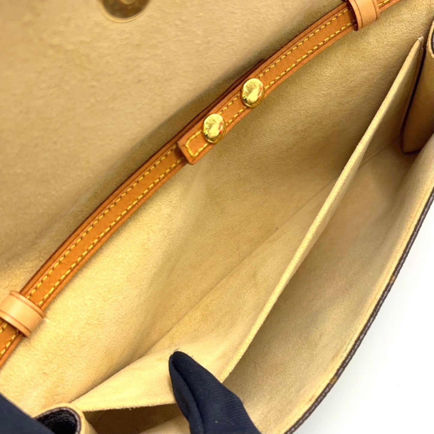 Louis Vuitton Pochette Twin GM Monogram Leather Brown Shoulder Bag Gold — view 5
