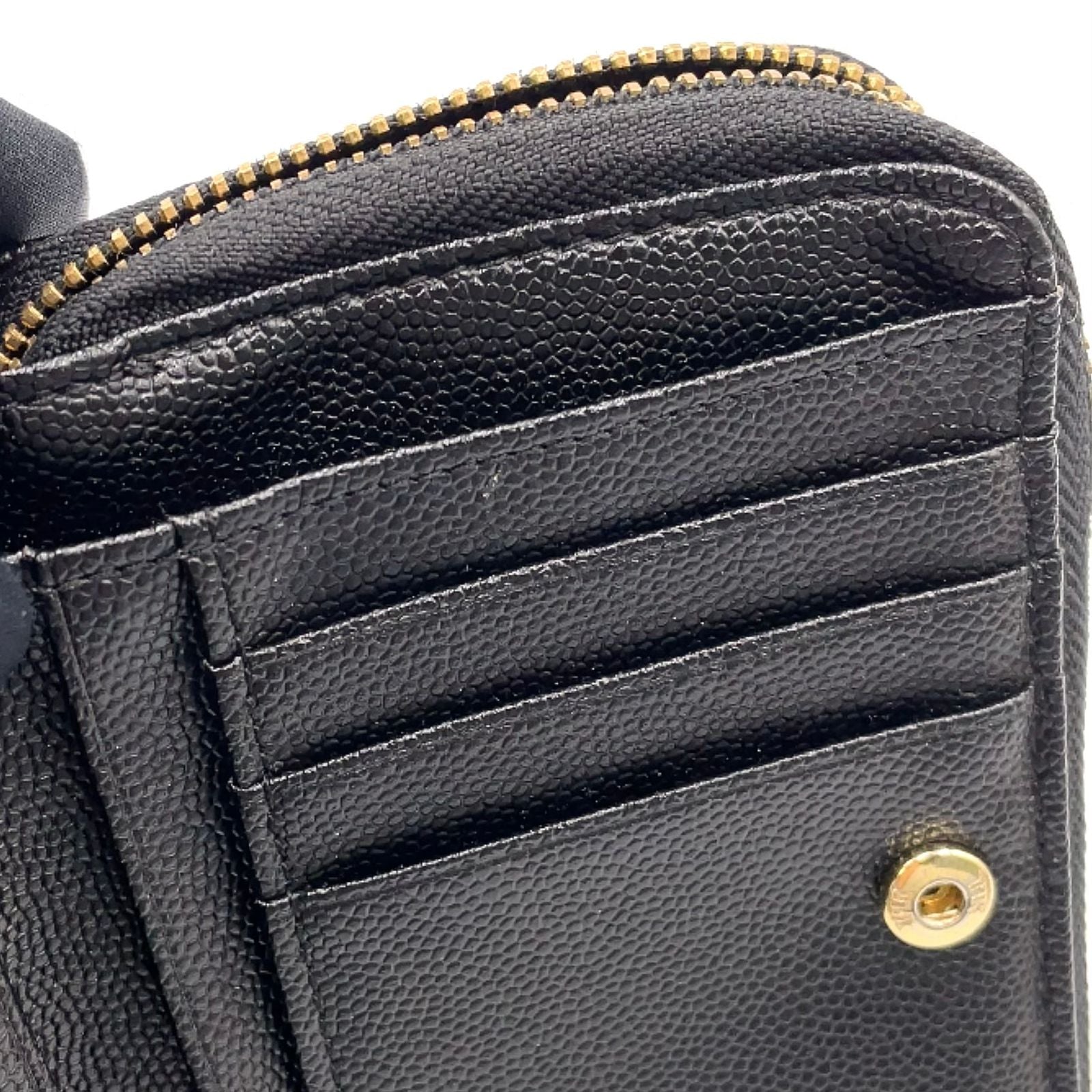 Saint Laurent Paris Monogram Compact Zip Around Leather Black Wallet Gold — view 9