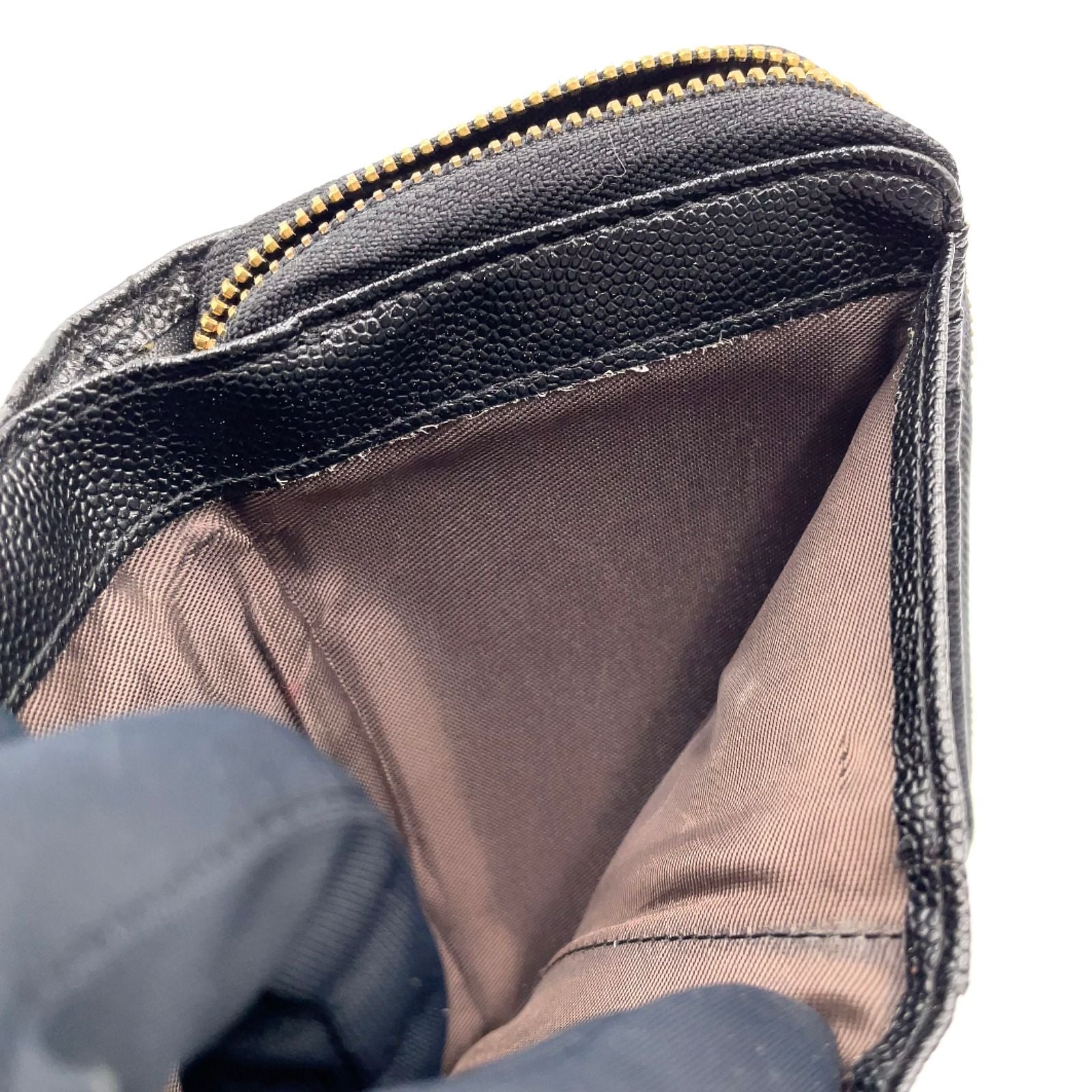 Saint Laurent Paris Monogram Compact Zip Around Leather Black Wallet Gold — view 8
