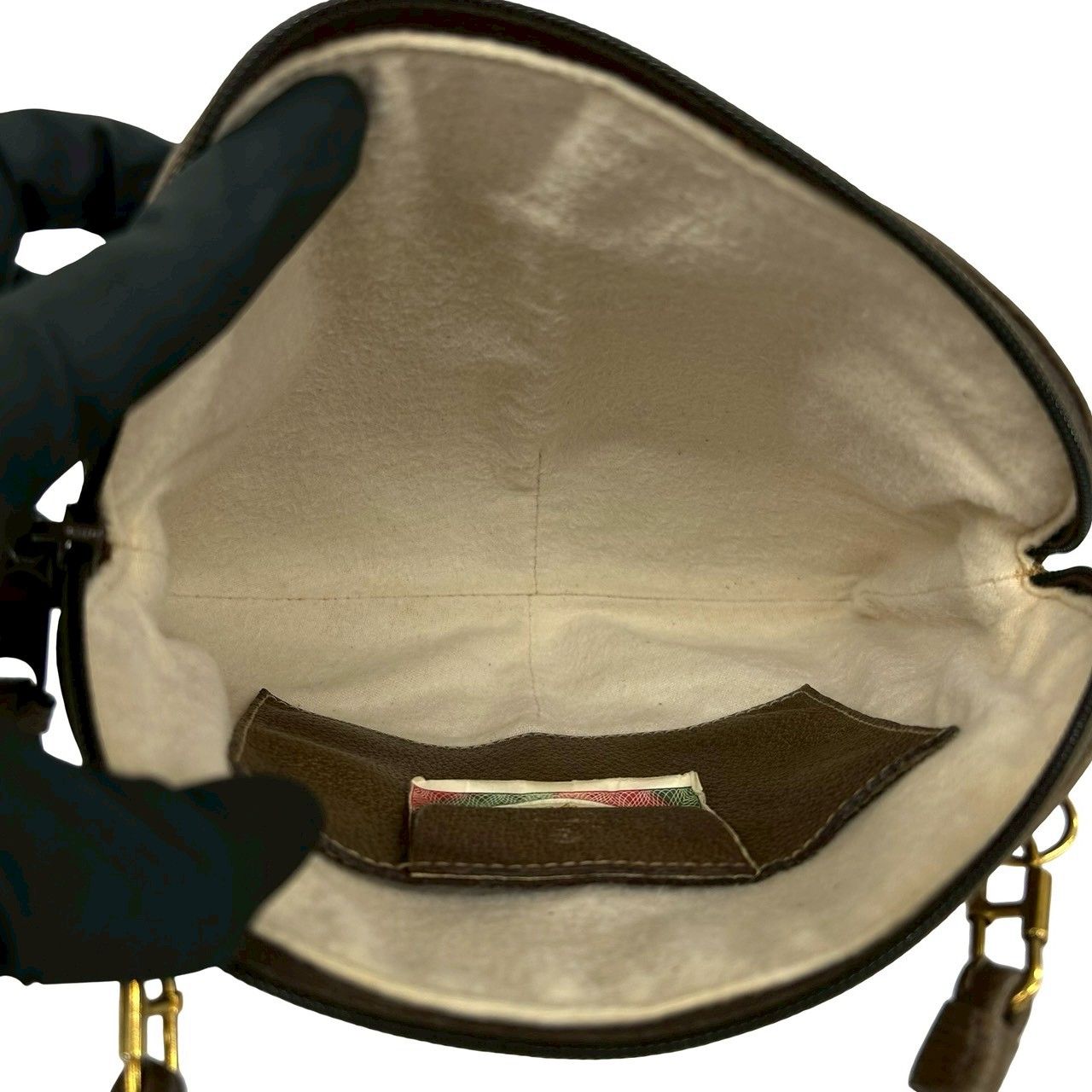 Gucci Vintage Sherry Line GG Logo Leather Mini Shoulder Bag Brown — view 9