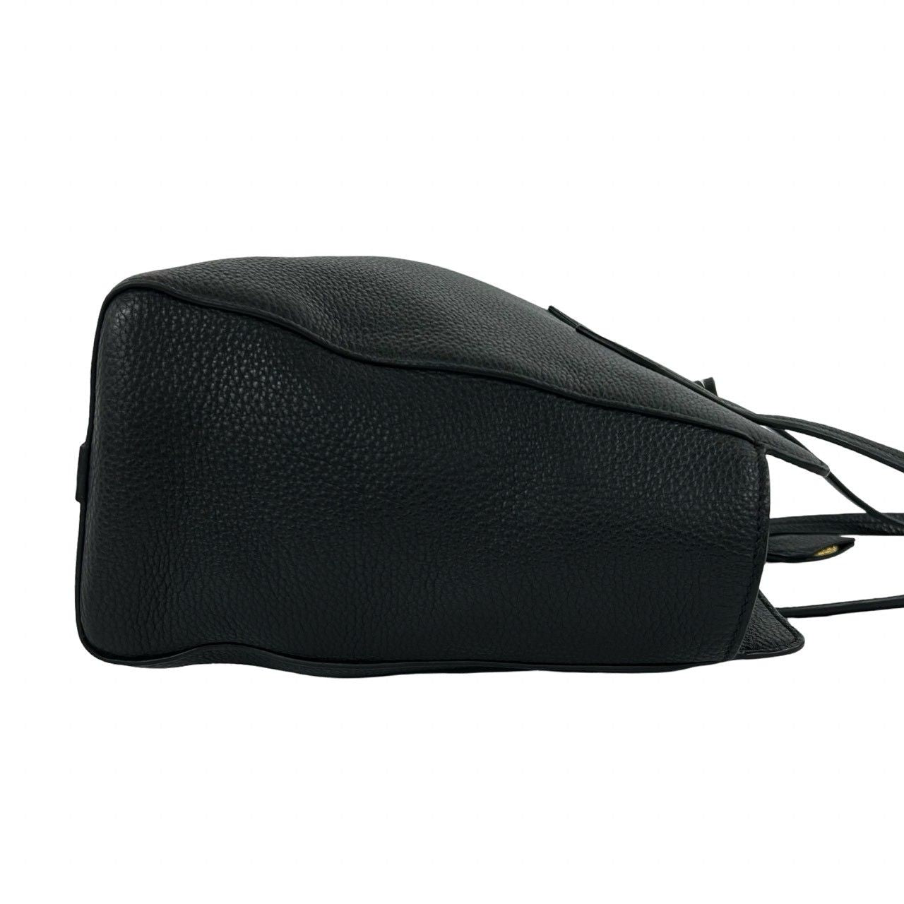 Prada Logo Vitello Daino Leather Tote Shoulder Bag Business Black — view 6