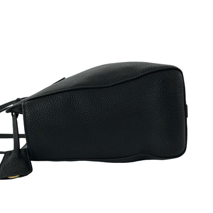 Prada Logo Vitello Daino Leather Tote Shoulder Bag Business Black — view 5