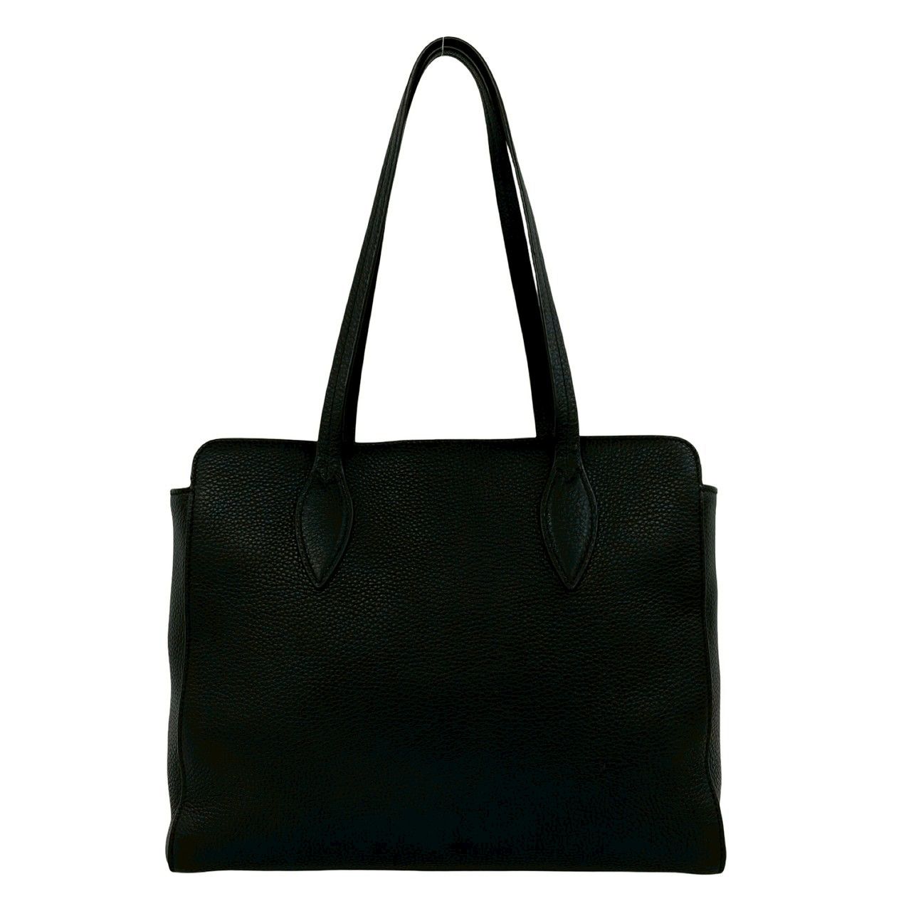 Prada Logo Vitello Daino Leather Tote Shoulder Bag Business Black — view 3