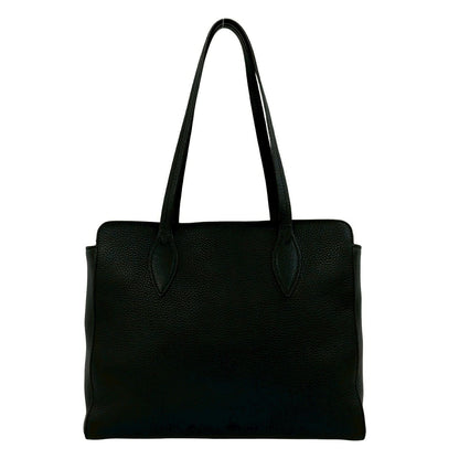 Prada Logo Vitello Daino Leather Tote Shoulder Bag Business Black — view 3