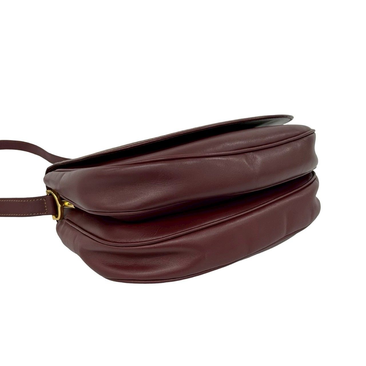 Cartier Vintage Must Line Logo Embossed Leather Shoulder Bag Pochette Bordeaux — view 7