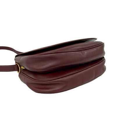 Cartier Vintage Must Line Logo Embossed Leather Shoulder Bag Pochette Bordeaux — view 7