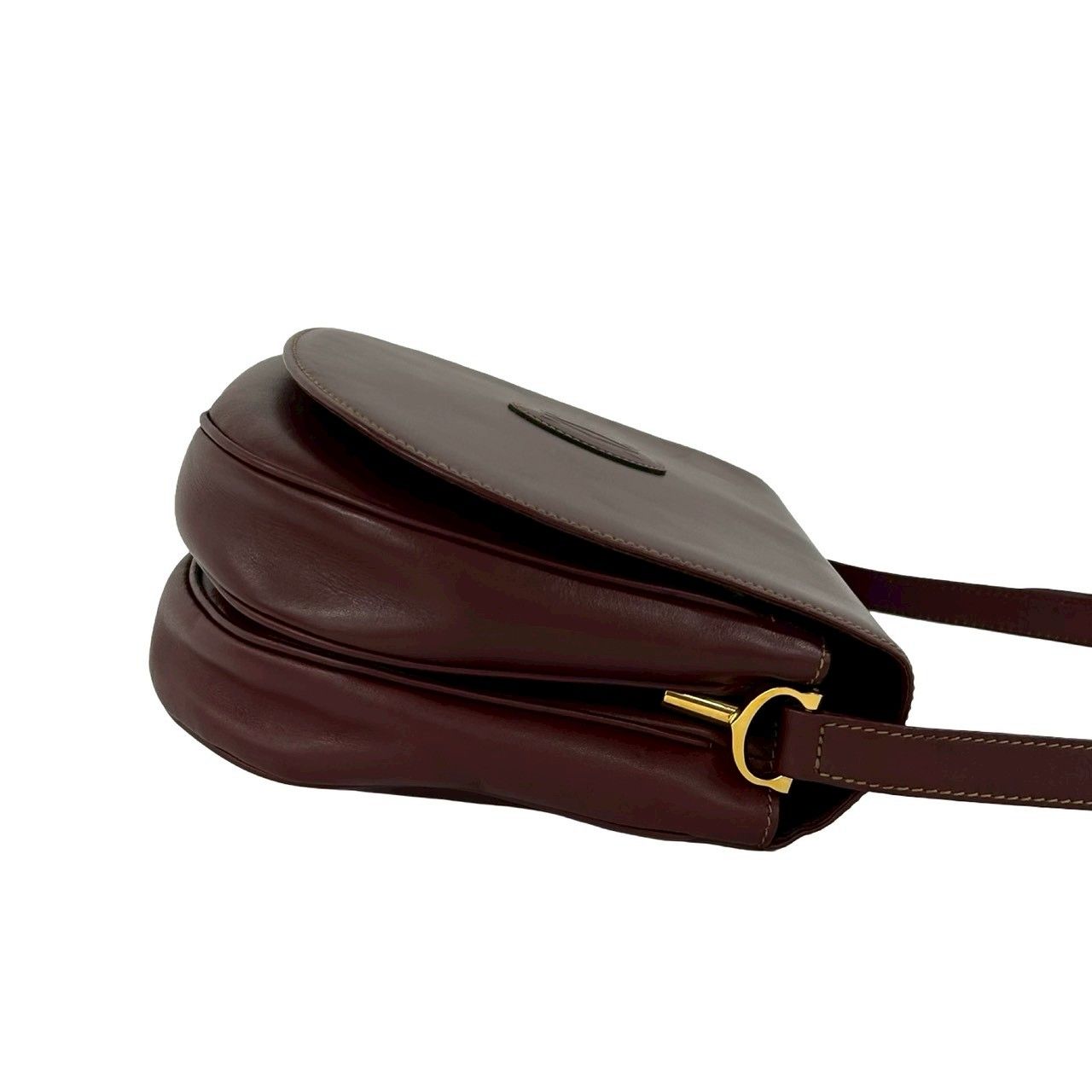 Cartier Vintage Must Line Logo Embossed Leather Shoulder Bag Pochette Bordeaux — view 6