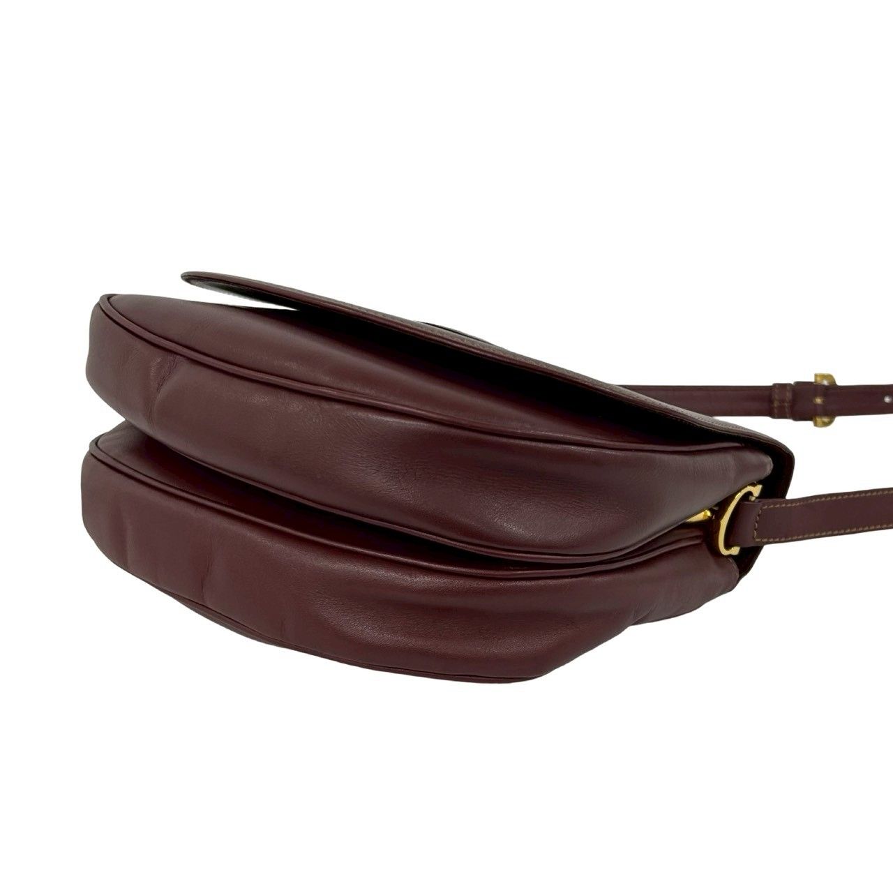 Cartier Vintage Must Line Logo Embossed Leather Shoulder Bag Pochette Bordeaux — view 8