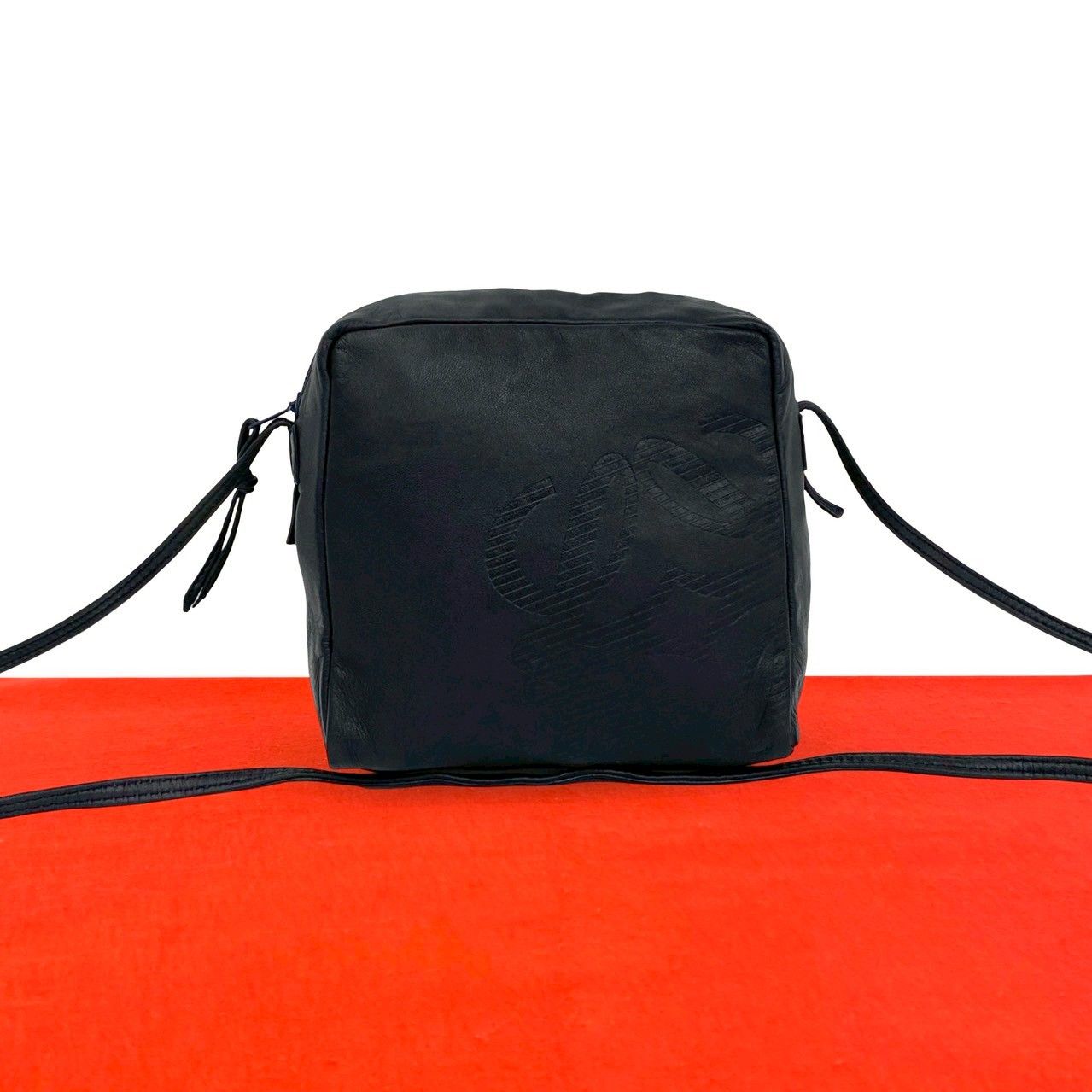 Loewe Vintage Anagram Logo Leather Mini Shoulder Bag Pochette Crossbody Dark