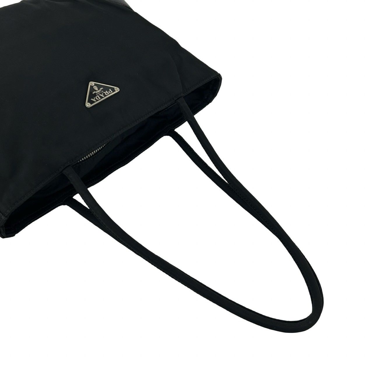 Prada Nylon Leather Tote Shoulder Bag Black — view 4