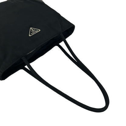Prada Nylon Leather Tote Shoulder Bag Black — view 4