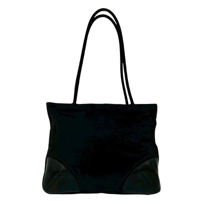 Prada Nylon Leather Tote Shoulder Bag Black — view 3