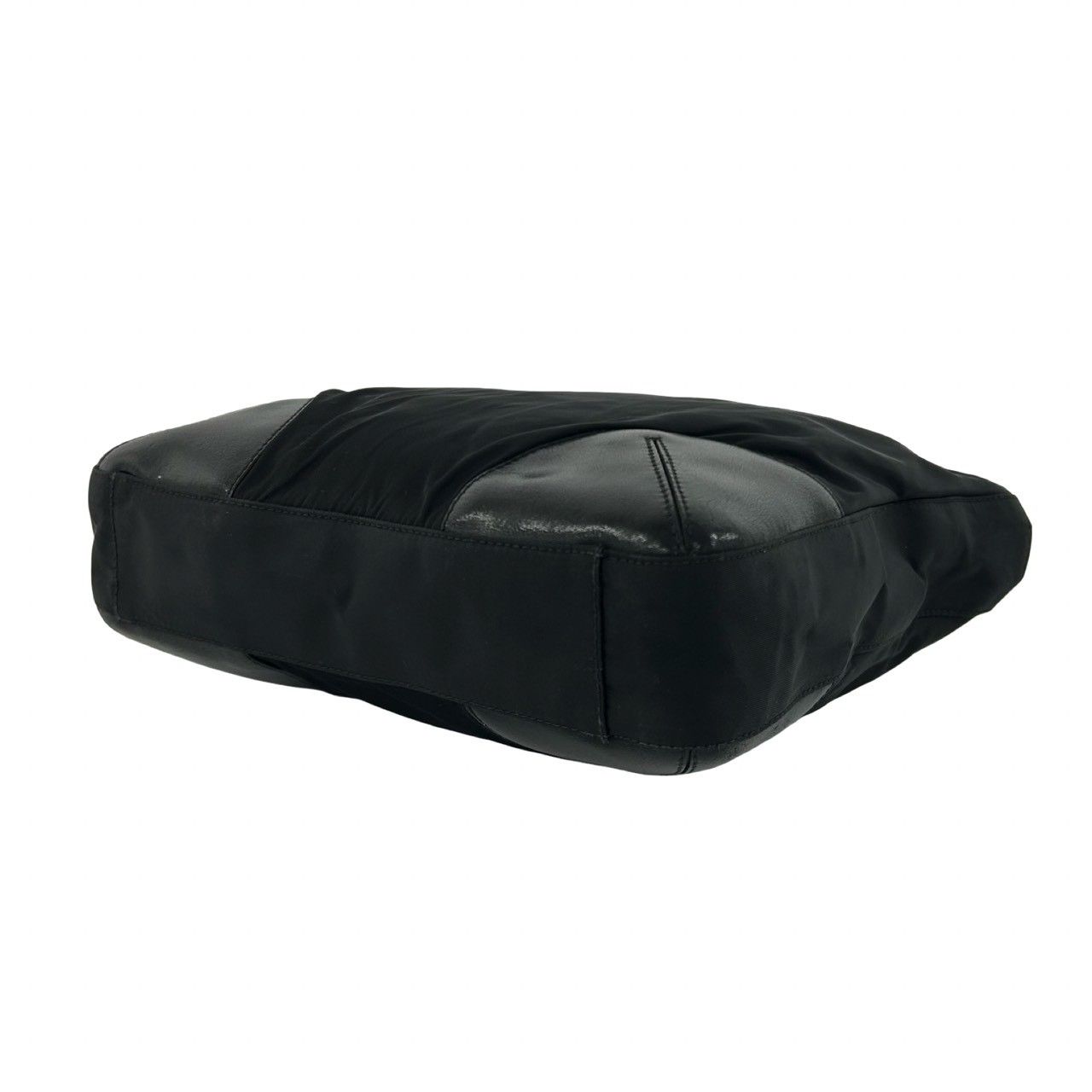 Prada Nylon Leather Tote Shoulder Bag Black — view 8