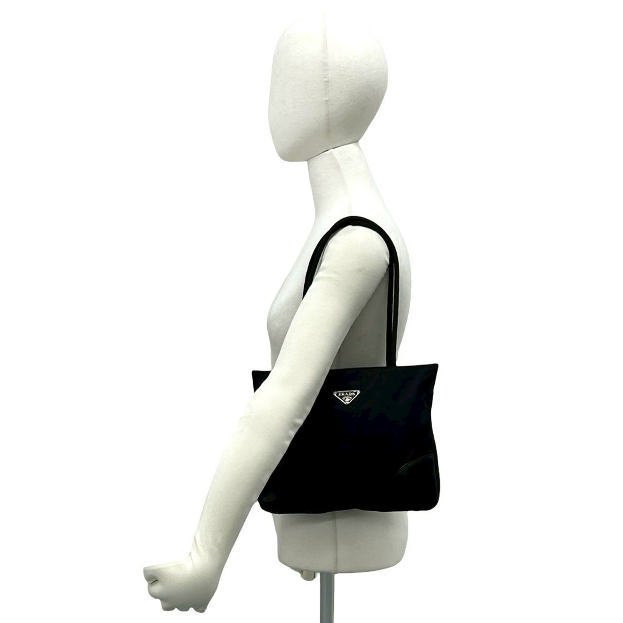 Prada Nylon Leather Tote Shoulder Bag Black — view 2